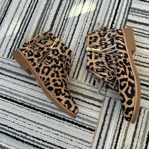 Kate Spade Leopard Fringe Booties Size 7